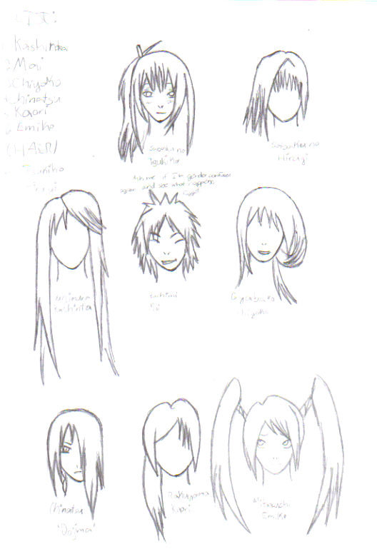 anime hair styles. draw anime hairstyles.